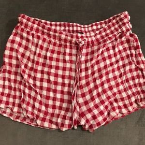 Checkered White and Red Shorts